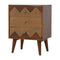 Brass Inlay Chevron Bedside with 3 Drawers Sleeping Artisan Furniture 