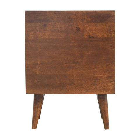 Brass Inlay Chevron Bedside with 3 Drawers Sleeping Artisan Furniture 