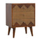 Brass Inlay Chevron Bedside with 3 Drawers Sleeping Artisan Furniture 