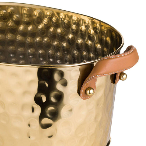 Brass Large Leather Handled Champagne Cooler Dining Hill Interiors 
