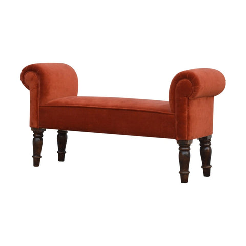 Brick Red Velvet Bench Living Artisan Furniture 