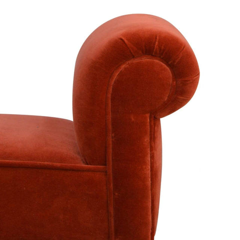 Brick Red Velvet Bench Living Artisan Furniture 