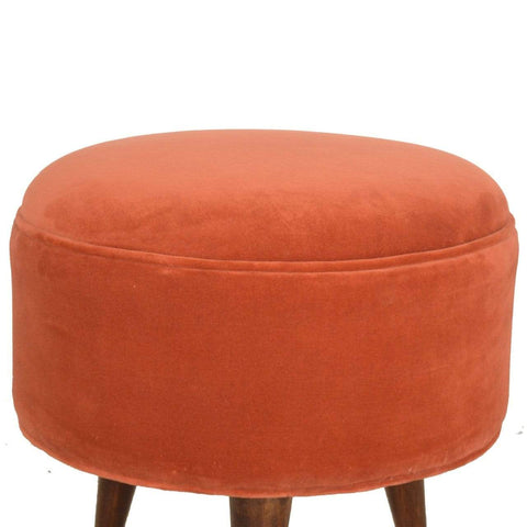 Brick Red Velvet Nordic Style Footstool Living Artisan Furniture 