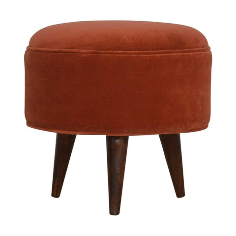 Brick Red Velvet Nordic Style Footstool Living Artisan Furniture 