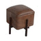 Brown Leather Footstool with Solid Wood Legs Living Artisan Furniture 