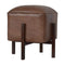 Brown Leather Footstool with Solid Wood Legs Living Artisan Furniture 