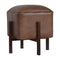 Brown Leather Footstool with Solid Wood Legs Living Artisan Furniture 