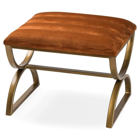 Burnt Orange And Brass Ribbed Footstool Living Hill Interiors 