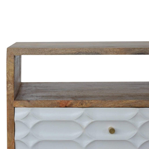 Capsule Carved Bedside with Open Slot Sleeping Artisan Furniture 