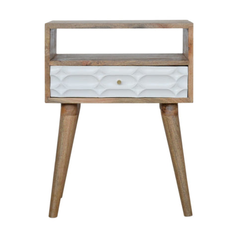 Capsule Carved Bedside with Open Slot Sleeping Artisan Furniture 