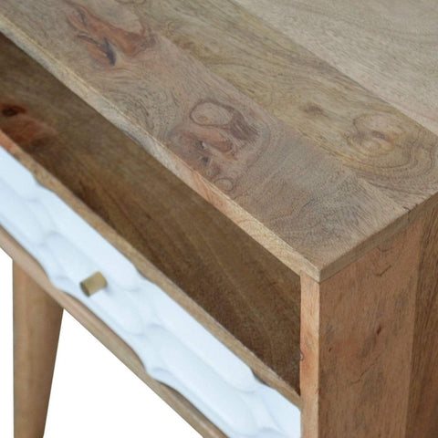 Capsule Carved Bedside with Open Slot Sleeping Artisan Furniture 