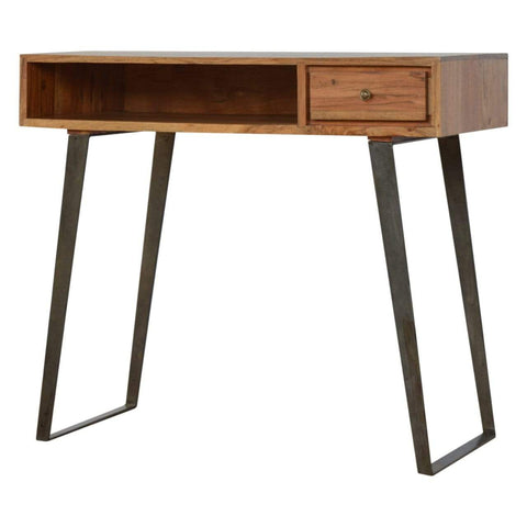 Caramel Writing Desk with Iron Legs Living Artisan Furniture 