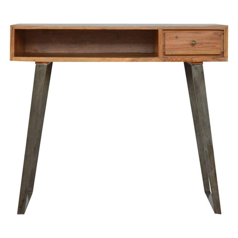 Caramel Writing Desk with Iron Legs Living Artisan Furniture 