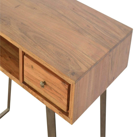 Caramel Writing Desk with Iron Legs Living Artisan Furniture 