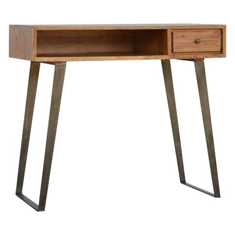Caramel Writing Desk with Iron Legs Living Artisan Furniture 