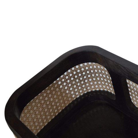 Carbon Black Rattan Tray Table Accessories Artisan Furniture 