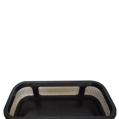 Carbon Black Rattan Tray Table Accessories Artisan Furniture 