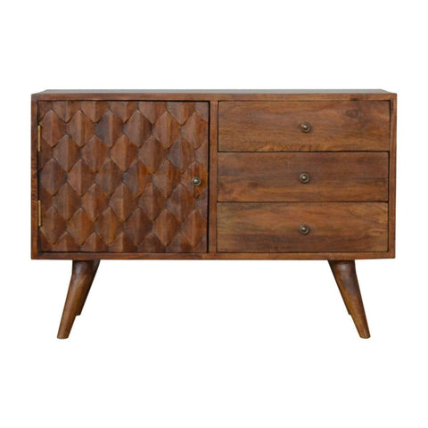 Carved Chestnut Storage Cabinet Living Artisan Furniture 