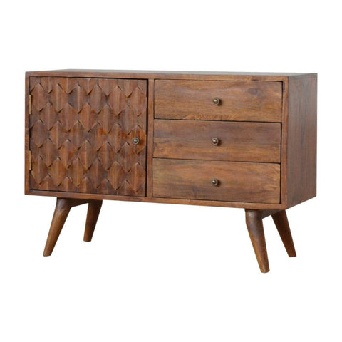 Carved Chestnut Storage Cabinet Living Artisan Furniture 