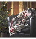 Check Sherpa Throw Grey & Red Accessories Regency Studio 