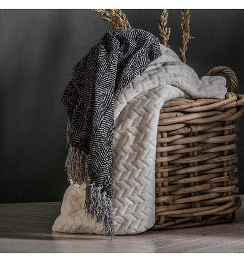 Chenille Herringbone Throw Grey Accessories Regency Studio 
