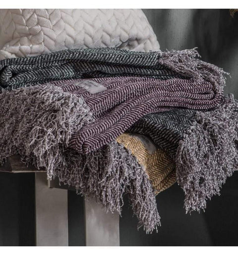 Chenille Herringbone Throw Ochre Accessories Regency Studio 