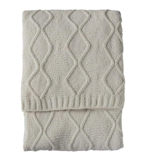Chenille Knit Cable Throw Cream Accessories Regency Studio 