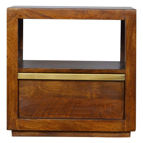 Chestnut Bedside with Gold Bar Sleeping Artisan Furniture 