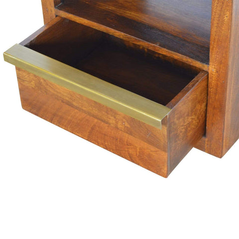 Chestnut Bedside with Gold Bar Sleeping Artisan Furniture 