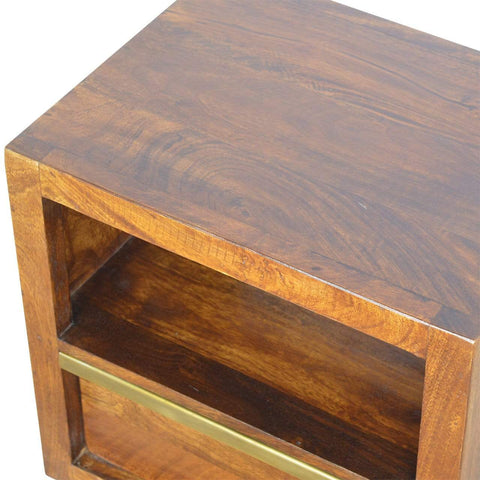 Chestnut Bedside with Gold Bar Sleeping Artisan Furniture 