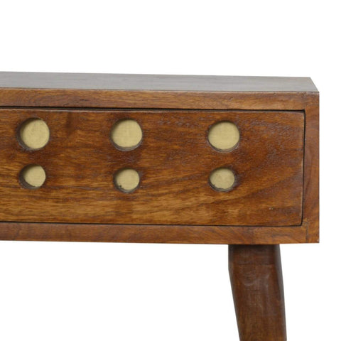 Chestnut Brass Inlay Cut Out Bedside Sleeping Artisan Furniture 