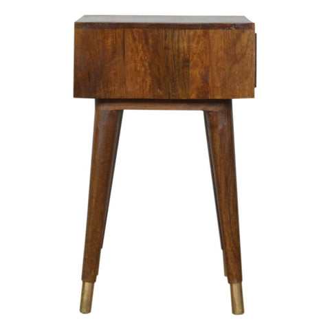 Chestnut Brass Inlay Cut Out Bedside Sleeping Artisan Furniture 
