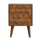 Chestnut Cube Carved Bedside Sleeping Artisan Furniture 