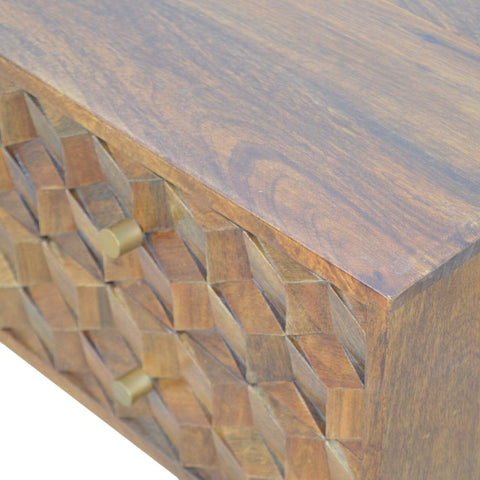 Chestnut Cube Carved Media Unit Living Artisan Furniture 