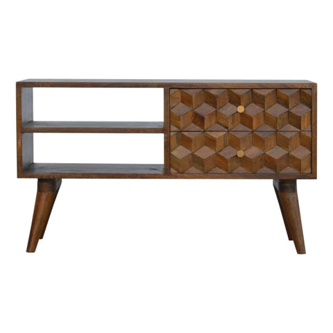 Chestnut Cube Carved Media Unit Living Artisan Furniture 