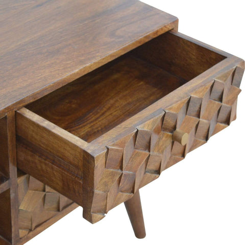 Chestnut Cube Carved Media Unit Living Artisan Furniture 