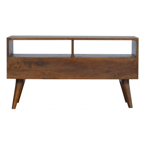 Chestnut Cube Carved TV Unit Living Artisan Furniture 