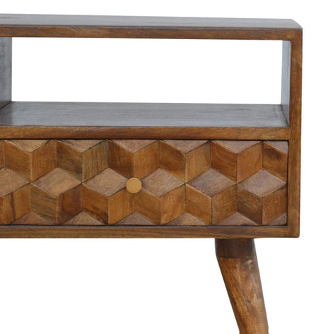 Chestnut Cube Carved TV Unit Living Artisan Furniture 