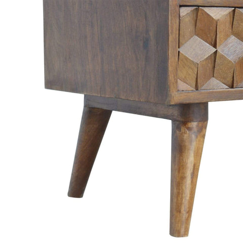 Chestnut Cube Carved TV Unit Living Artisan Furniture 