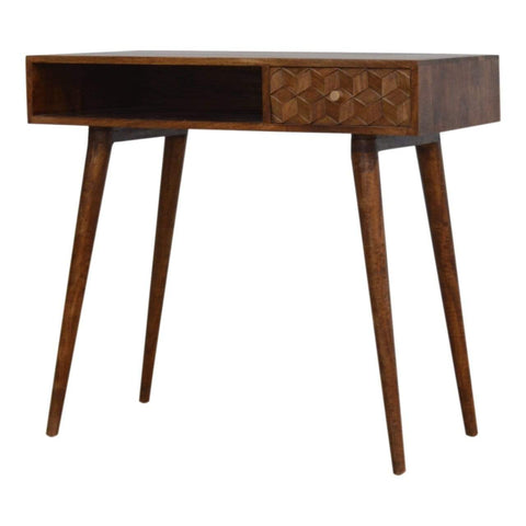 Chestnut Cube Carved Writing Desk Living Artisan Furniture 
