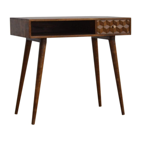 Chestnut Cube Carved Writing Desk Living Artisan Furniture 