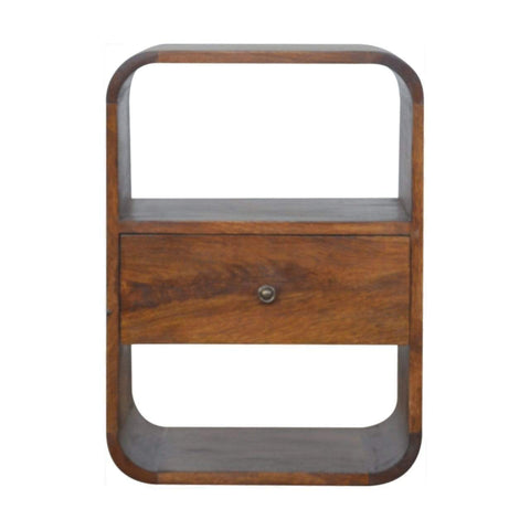 Chestnut Curved Edge Bedside Sleeping Artisan Furniture 