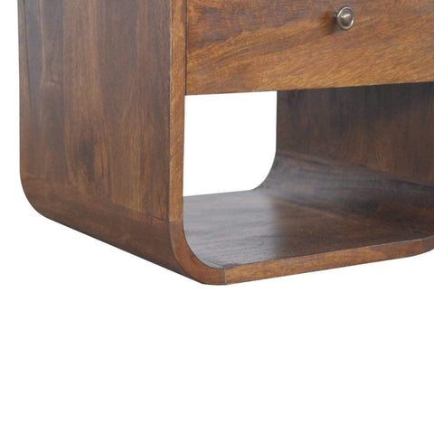 Chestnut Curved Edge Bedside Sleeping Artisan Furniture 