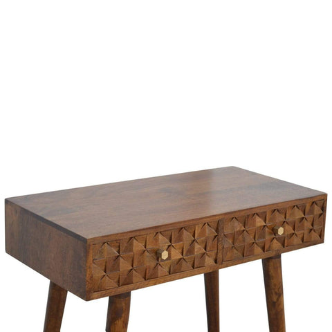 Chestnut Diamond Carved Console Table Living Artisan Furniture 