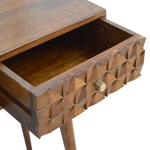 Chestnut Diamond Carved Console Table Living Artisan Furniture 