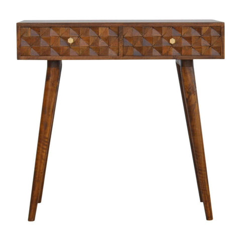 Chestnut Diamond Carved Console Table Living Artisan Furniture 