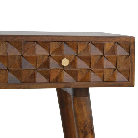Chestnut Diamond Carved Console Table Living Artisan Furniture 
