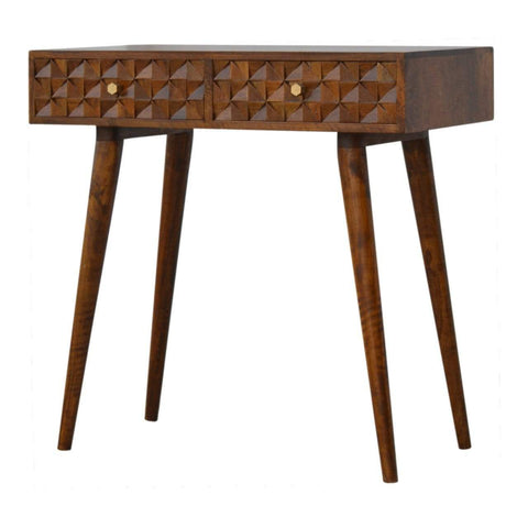Chestnut Diamond Carved Console Table Living Artisan Furniture 