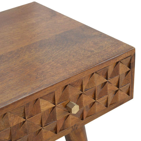 Chestnut Diamond Carved Console Table Living Artisan Furniture 