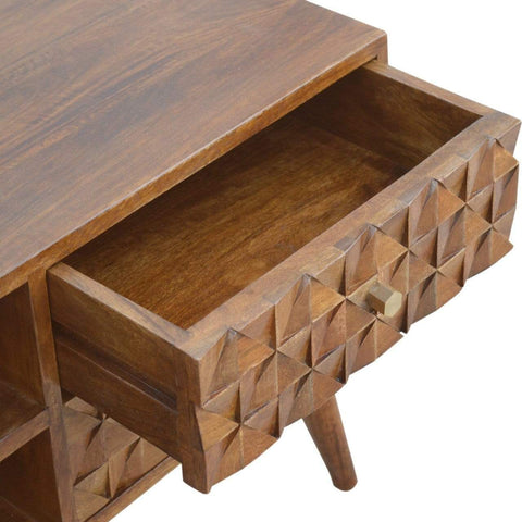 Chestnut Diamond Carved Media Unit Living Artisan Furniture 